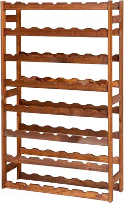 Produktbild von STOLMAK Weinregal aus Holz für 56 Flaschen Braun/Braun Kiefernholz 72,5x118x25 cm Flaschenregal Weinschrank Weinständer Flaschenhalter Kellerregal