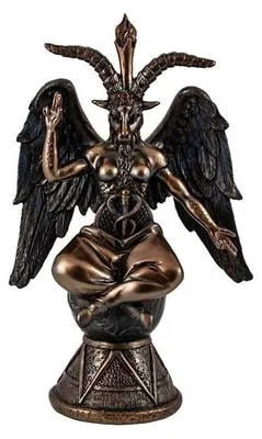 Baphomet-Figur aus Harz, bronzefarben, handbemalt, 15x8x23 cm