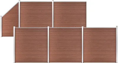 Productafbeelding van Maison Exclusive - WPC omheining set, 5 vlakke panelen + 1 schuin paneel, 965x186 cm, bruin