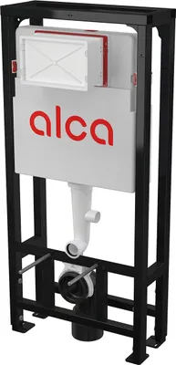 A freestanding Alcadrain Vorwandinstallationssystem for drywall construction.