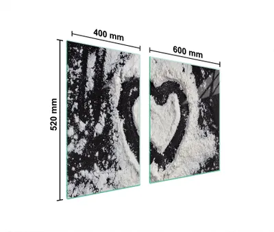 Produktbild von Herdabdeckplatten 2 teilig 100x52 Glaskeramikkochfeld Abdeckung Glas Schneidebrett Herz Schwarz