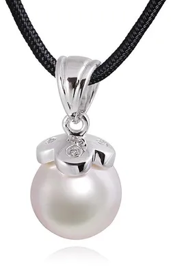 Image de Materia, pendentif pour chaîne en argent 925, perle et zircone, pour femme, plaqué rhodium, modèle #KA-229