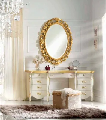 Produktbild von Schminktisch Spiegel Hocker Komplett Set Kommode Schlafzimmer Neu 3tlg. Konsole