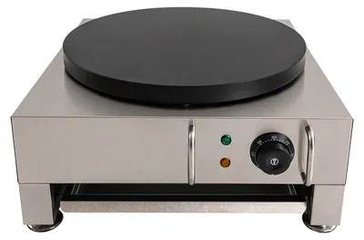 Produktbild von Elektrische Crêpe Maker Pfannkuchenplatte - 40 cm Gusseisenplatte - 2800 W - Antihaftbeschichtung - 6 Stufen Thermostat 50–300 °C - 220 V - Silber