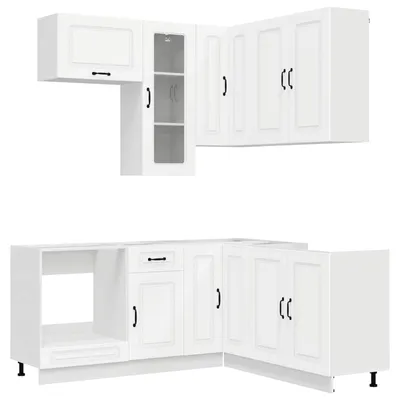 Image de Ensemble de cuisine vidaXL KALMAR, 8 pièces, blanc, aggloméré