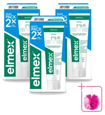 Immagine prodotto di 3 tubetti di dentifricio Elmex Sensitive, per denti sensibili, da 75 ml ciascuno, confezione
