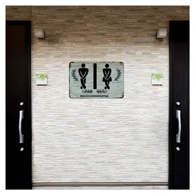Produktbild von Witziges Schild zur Getränkerückgabe für das Badezimmer im Vintage-Stil, Deko für Gäste-WC, Türschild 20x30 cm