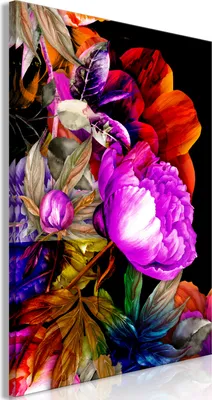 Produktbild von Italienischer Leinwand Leinwandbild - Nature in Summer Hues (1-part) - Flower Garden of Inspiration 80x120 cm Blumen b-A-0424-b-a