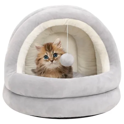 Produktbild von PUEAZU Katzenbett 40x40x35 cm Grau und Creme - Katzenhöhlen &11374