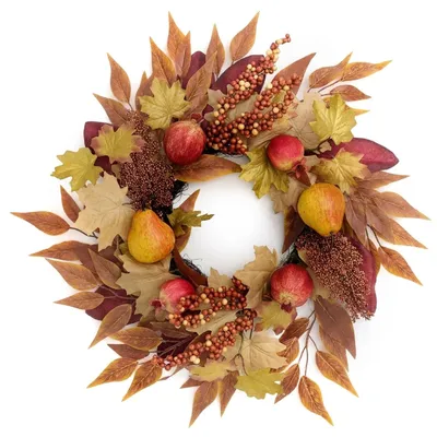 Herbstkranz 45 cm mit Granatäpfeln, Beeren & Ahornblättern