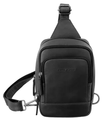 Produktbild von GREENBURRY Leder Umhängetasche Sling Bag Fiorentina Crossover Bag II Black schwarz
