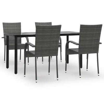 Produktbild von vidaXL 5-tlg. Garten-Essgruppe Grau Poly Rattan