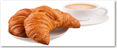 Produktbild von Tulup® Glas-Bild Wandbild aus Glas - 125x50 - Wandkunst - Wandbild hinter gehärtetem Sicherheitsglas - Dekorative Wand für Küche & Wohnzimmer  - Essen & Getränke - Croissants Kaffee - Braun