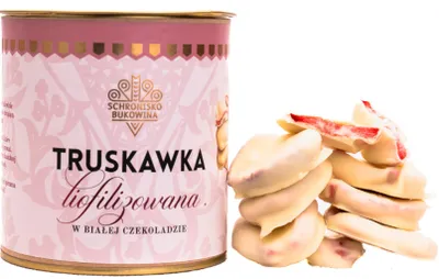Produktbild von Gefriergetrocknete Erdbeeren in weißer Schokolade 100g - Schronisko Bukowina
