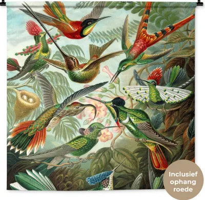 Produktbild von MuchoWow® Wandteppich Wandbehang Trochilidae - Ernst Haeckel - Vogel 150x150 cm Tapisserie Dekoration Wandtuch - Wohnaccessoires - Modernes