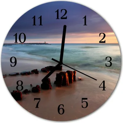 Produktbild von Glasuhr Wanduhr Küchenuhr Echt-Glas 30fi cm Strand Meer mehrfarbig