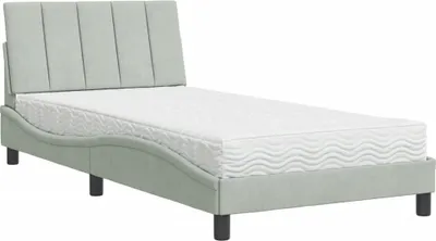 Image de vidaXL Lit avec matelas "Hanko" gris clair 100x200 cm velours