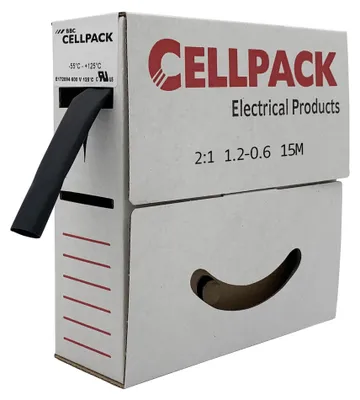 Obrázok produktu pre Cellpack SB 1.2-0.6, Trubička zmrštiteľná teplom, Čierna, 15 m, 1,2 mm, 1 kusov, 0,6 mm