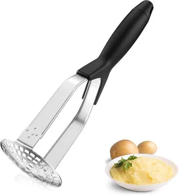 Productafbeelding van Roestvrij Stalen Aardappelstamper met Antislip Handgreep - Keuken Gadget voor Aardappelpuree en Groenten