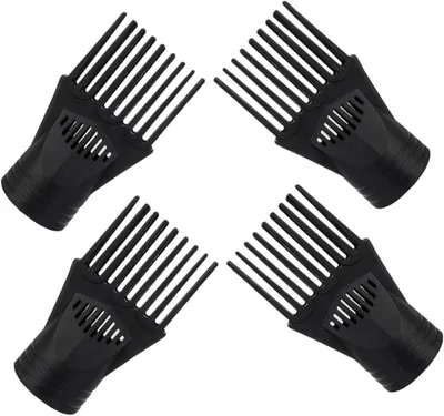Produktbild von 4-teiliger Kammaufsatz für Haartrockner, Zubehör für lockiges Haarstyling, schwarzes Set