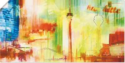 Produktbild von ARTland Poster Düsseldorf Skyline Collage II Größe: 60x30 cm