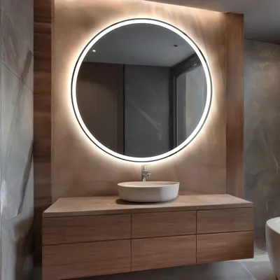 Obrázek produktu pro Zrcadlo s osvětlením 80 cm Anna - Kulaté koupelnové zrcadlo s LED osvětlením - Studená bílá 7000K - LED koupelnové zrcadlo Světelné zrcadlo