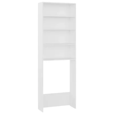 A tall, white, empty shelf unit, possibly a bookshelf or storage unit, is shown against a plain white background.