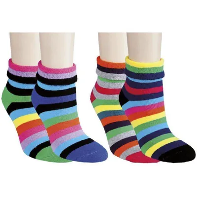 Produktbild von RS Harmony Damen Thermosocken Innenfrottee warme Wintersocken bunte Ringel 2 Paar Gr. 39-42