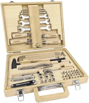 Imagen del producto de Silecomplaza Brüder M29003, maletín de herramientas de bambú, 75 piezas