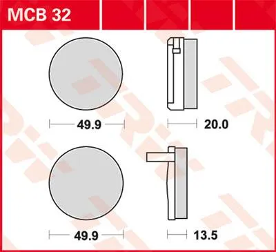 Obrázek produktu pro Brzdové destičky TRW Brzdové destičky MCB32
