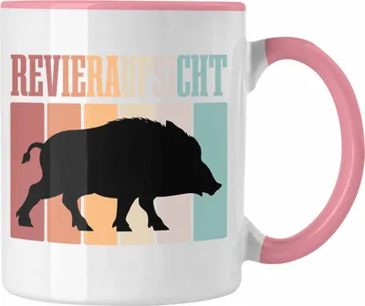Produktbild von Trendation - Revieraufsicht Tasse Geschenk Jäger Wildschwein Geschenkidee für Jäger Lustig (Rosa)