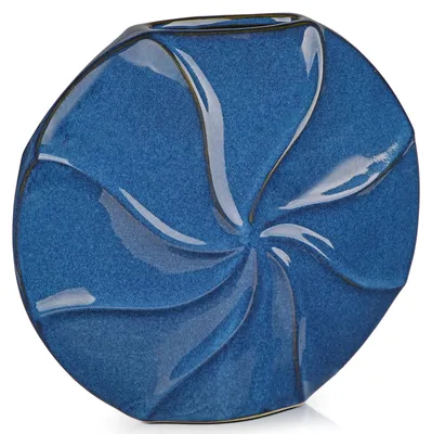 Keramikvase, blau, 24 cm, für Trockenblumen & Pampasgras