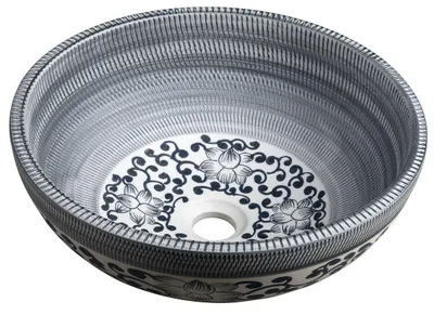 Produktbild von Sapho PRIORI Keramik-Waschtisch Ø 41 cm, blau mit Muster