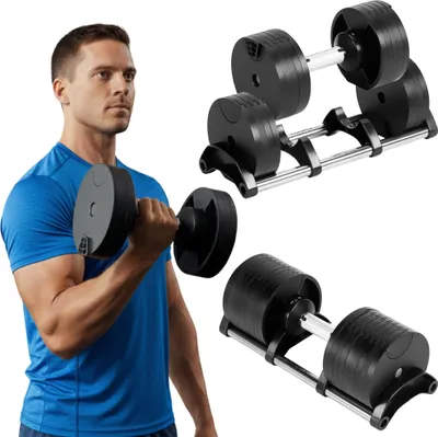 Produktbild von Gymtek® Verstellbare Hantel, Kurzhantel - von 2 bis 32 kg - Hanteln, Kurzhanteln für Home Gym, Krafttraining, Fitnessstudio, Workout