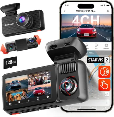 Produktbild von 4-Kanal-Dashcam – Autokamera – Fahrkamera – Parkkamera – Autorückfahrkamera – 2,7K-Frontkamera