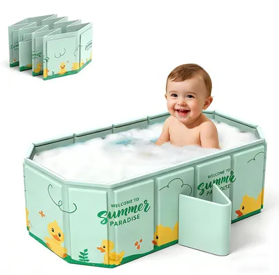 Produktbild von Babybadewanne faltbar 0-8 Jahre, 78 x 45 x 30 cm, mit Ablassschraube, tragbar, für Reisen