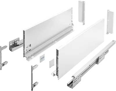 Produktbild von GTV Schubladensystem AXIS PRO, Schubkastengarnitur mit Vollauszug, Weiß, Belastbarkeit bis 40 kg, Push to Open mit Synchronisation, den Freien Zugang, Breite: 450 mm, Höhe: 168 mm