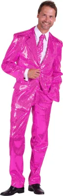 Produktbild von T2206-1100-48 pink Herren Pailletten Anzug Jackett Sakko Hose Disco Kostüm Gr.48