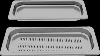 Produktbild von Dampfcontainer (gelocht / ungelocht) HZ66D52, Größe M (edelstahl, 2 Stück, Gastronorm-Behälter)