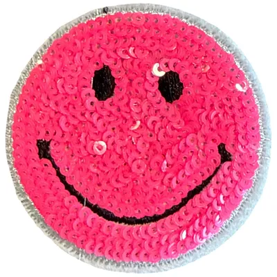 Produktbild von Smiley-Aufbügelbild mit schimmernden Pailletten