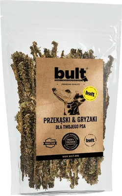 A bag of dog treats with a label showing a dog's head.