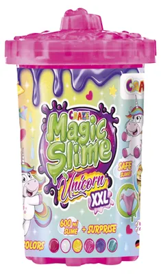 Image de Craze Magic Slime Unicorn XXL, pot de 600 ml, avec figurine licorne, effets pailletés