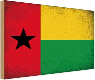 Produktbild von vianmo Holzschild 20x30 cm Guinea-Bissau Guinea Vintage Flagge Fahne Wappen