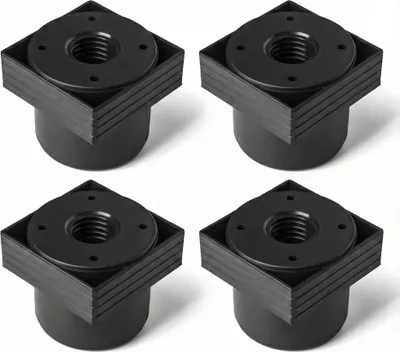 Produktbild von SOTECH 4er Set Möbelfüße HOTEL | eckig | schwarz | höhenverstellbar 45 - 55 mm