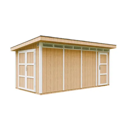 Immagine prodotto di Capanno da giardino di  8,52+2,95 m² con pavimento e piastrelle bituminose - capanno per attrezzi L530xL279xH237 cm - garage per moto, TIMBELA M905C - CAPANNONE DI RACCOLTA