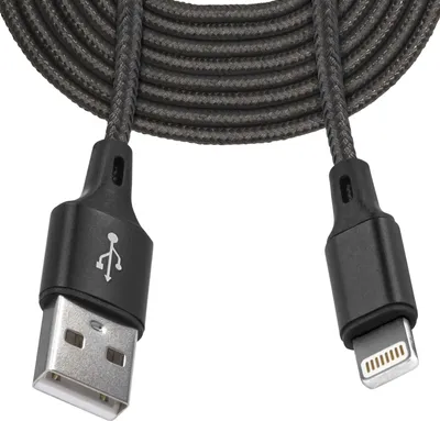 Produktbild von Mobilefox 3m Universal Schnell Lade Daten Kabel Nylon Stecker Schwarz passend für iPhone iPad iPod