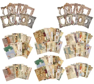 Image de Solidchoice - 130 feuilles de papier vintage pour scrapbooking, avec des bordures décoratives