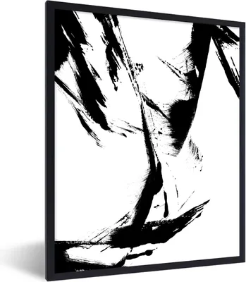 Produktbild von MuchoWow® Gerahmtes Poster Farbe - Schwarz - Abstrakt 60x80 cm - Poster mit Schwarzem Bilderrahmen Wandposter Rahmen Foto Bilder - Premium - Wanddeko Wohnzimmer