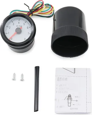 Image de Tachymètre avec support noir pour voiture, 2 pouces, 52 mm, 0-8000 tr/min, lumière LED bleue