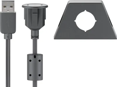 Immagine prodotto di 10x Goobay 95444 Cavo di prolunga USB 2.0 Hi-Speed con staffa di montaggio, nero, 0,6 m - USB 2.0 maschio (tipo A) > USB 2.0 femmina (tipo A)